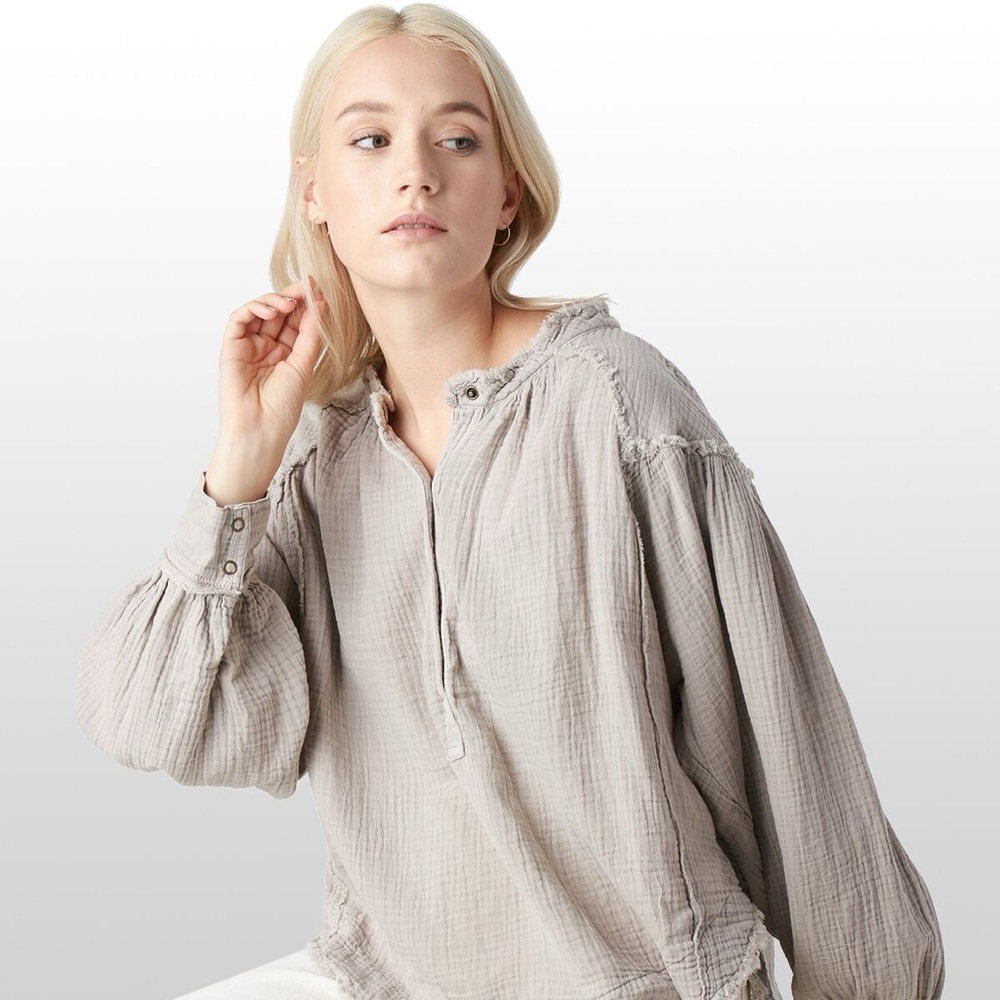 FREE PEOPLE Beach Day Pullover Foggy Morning Gauze Cloth Top